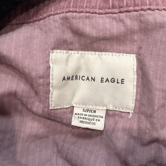 American Eagle Corduroy Crop Jacket Womens Small Mauve Button Front - Picture 3 of 8